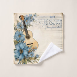 Notas de música de guitarra azul Flores