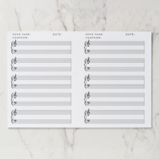 Notas de música de hojas en blanco personalizadas (Anverso)