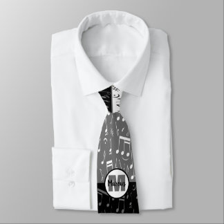 Notas de música en blanco y negro con corbata
