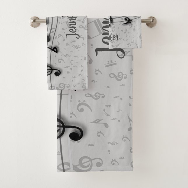 Notas de música en negro y gris personalizadas (In situ)