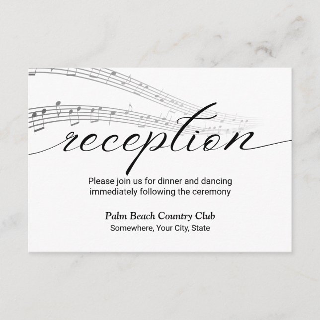 Notas de música minimalistas Elegant Wedding Recep (Anverso)
