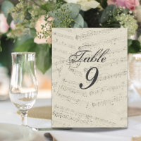 Notas de música moderna números de tabla de Bodas