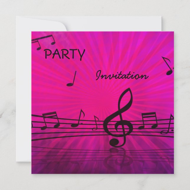 Notas de música rosa del Fiesta de invitaciones (Anverso)