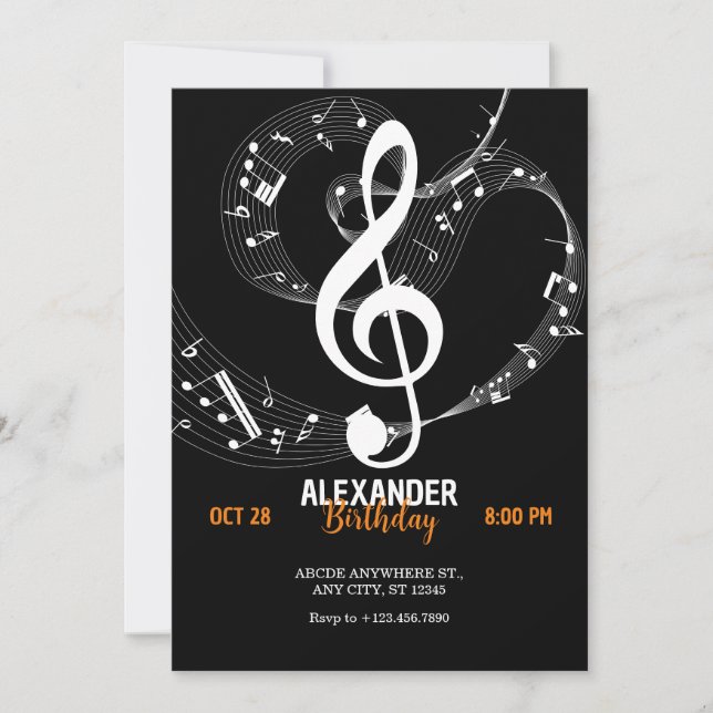 notas de música sinfonía invitación (Anverso)