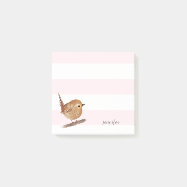 Notas de Pink Stripes Wren Bird Post-it® (Anverso)
