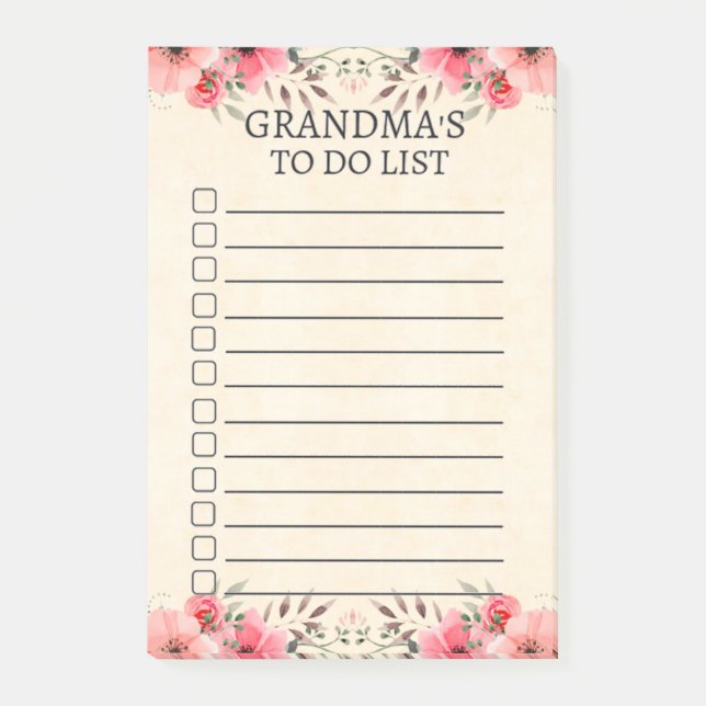 Notas de post florales modernas de la abuela (Anverso)