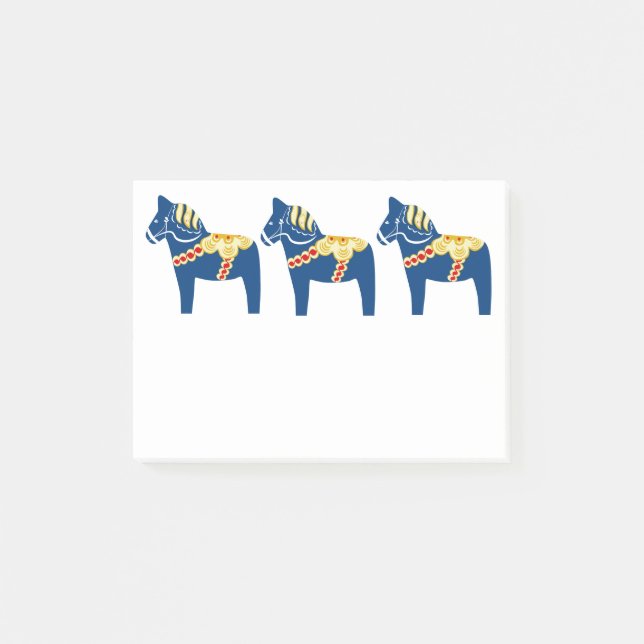 Notas de post-it azules del caballo de Dala (Anverso)