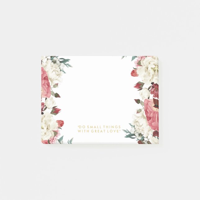 Notas de post-it bonitas del diseño floral (Anverso)