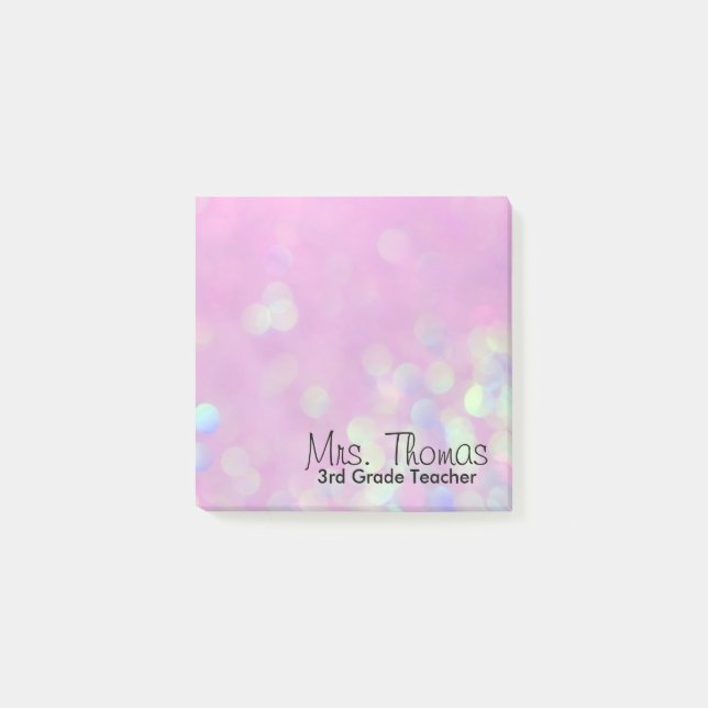 Notas de post-it de Bokeh en rosa (Anverso)