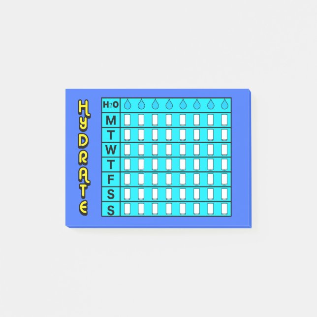 Notas de post-it de la carta de la hidración (Anverso)
