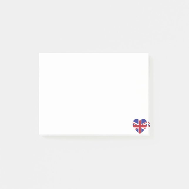 Notas de post-it del corazón de Union Jack (Anverso)