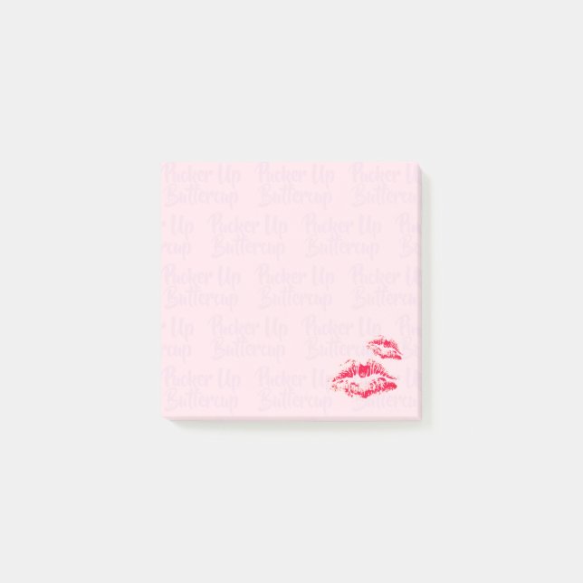 Notas de post-it elegantes de los labios rosados (Anverso)