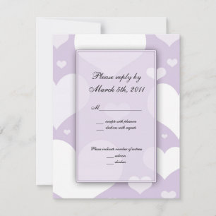 Notas de RSVP de boda de lavanda con corazones