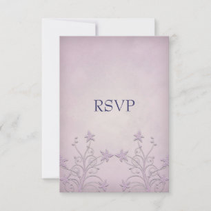 Notas de RSVP Florales de Niebla Púrpura para Boda