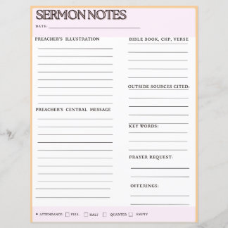 Notas de Sermón Hojas de Trabajo