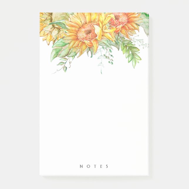 Notas del Boho floral floral de girasol personaliz (Anverso)