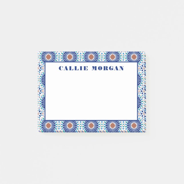 Notas del personalizado del patrón geométrico azul (Anverso)