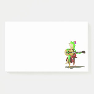 Notas divertidas Post-it® con rana tocando la guit