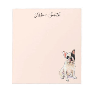 Notas Dulce ilustracion de Bulldog francés sobre el Bloc