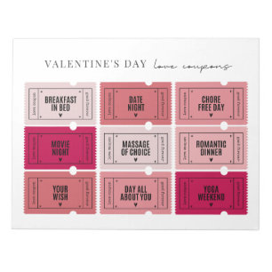 Notas El día de San Valentín Love Coupons Bloc de nota