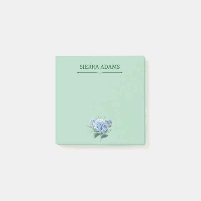 Notas - Hydrangea Floral sobre la Mint Green (Anverso)