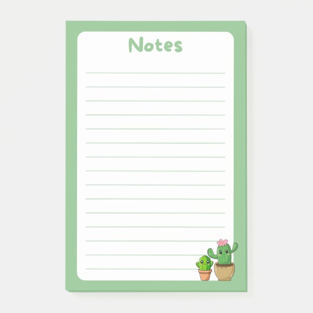 Notas Kawaii Cactus Soft Green Post-It® (Anverso)