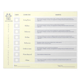 Notas Lista de comprobación de limpieza de casas y Bloc 