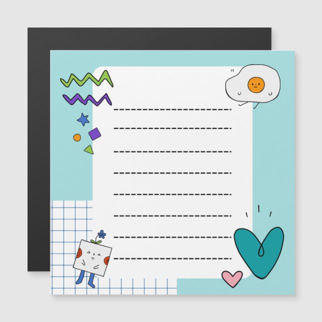 Notas Memorias de Square Cute Doodle Personalizado (Anverso/Reverso)