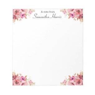 Notas Moda Floral acuarela Flores silvestres Bloc de not