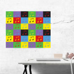 Notas musicales 8Patrón de arte pop<br><div class="desc">¿Te gusta el arte con temas musicales? ¿Te gusta el arte pop? Este poster tiene un patrón de arte pop de 8ª notas musicales hechas en amarillo,  verde,  púrpura,  azul,  rojo y negro.</div>