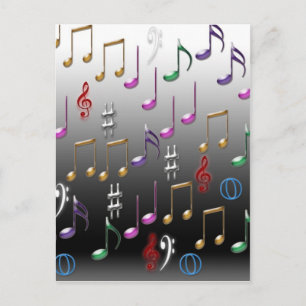 Notas musicales coloridas sobre fondo gris