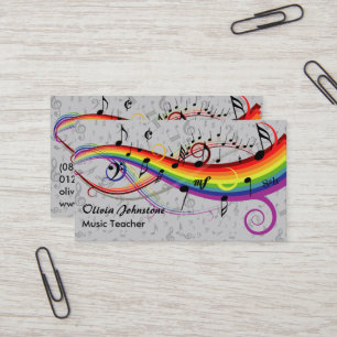 Notas musicales de Rainbow Black en tarjetas de ne