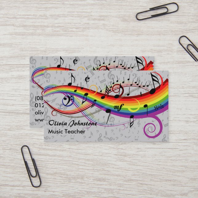 Notas musicales de Rainbow Black en tarjetas de ne (Anverso/Reverso In Situ)