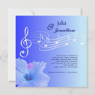 Notas musicales e invitación a la boda de Hibiscus