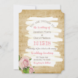 Notas musicales e Invitación a la boda floral de r