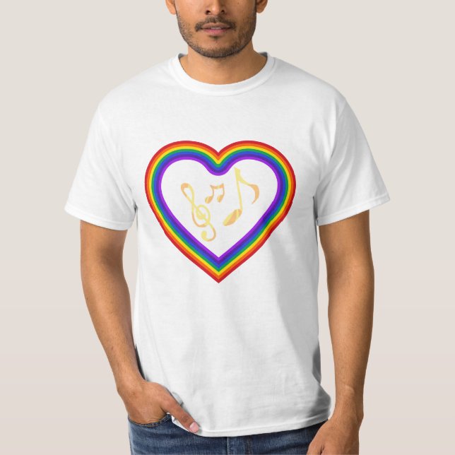 Notas musicales en arco iris, camiseta (Anverso)