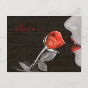 notas musicales florecen rosa rojo día de San Vale