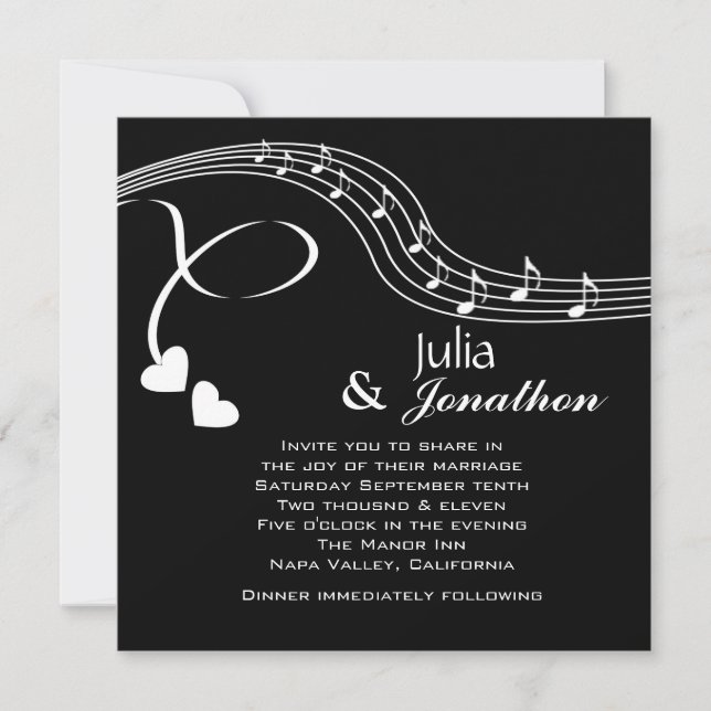 Notas musicales Invitación a la boda (Anverso)