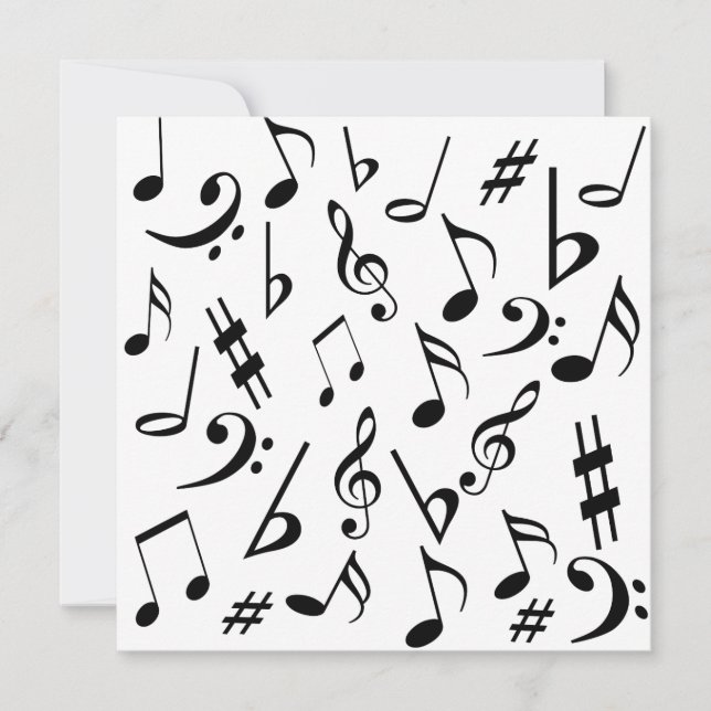 Notas musicales Invitación al Personalizable Blanc (Anverso)