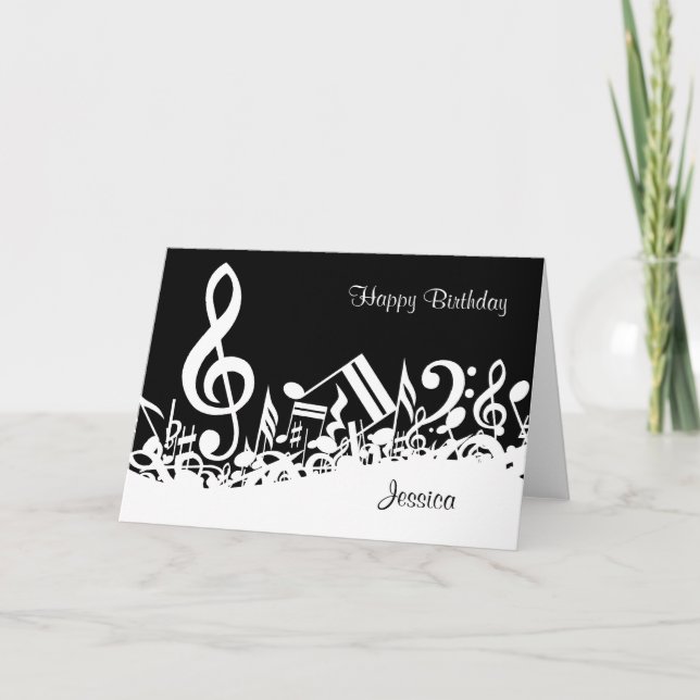 Notas musicales jumbleadas de blanco personalizada (Anverso)