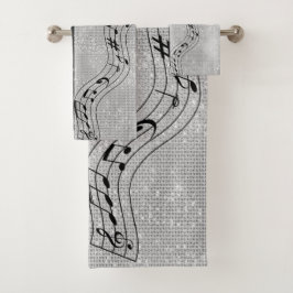 Notas musicales modernas en blanco y negro