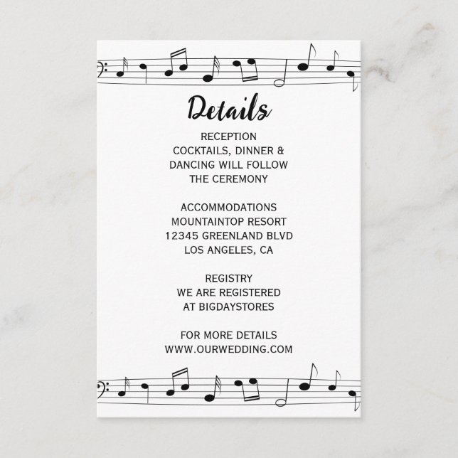 Notas musicales Monograma negro y blanco Boda (Anverso)
