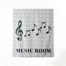 Notas musicales negras Diseño de Muro Tapiz