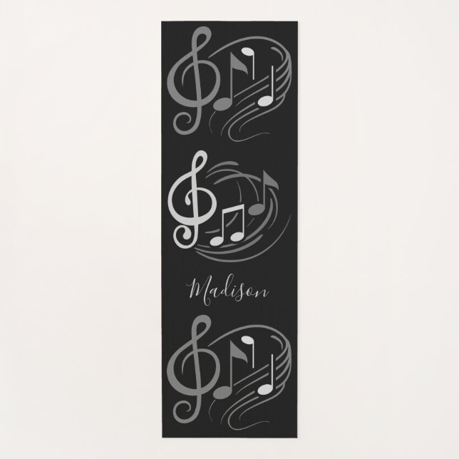 Notas musicales nombre personalizado yoga mat (Anverso)