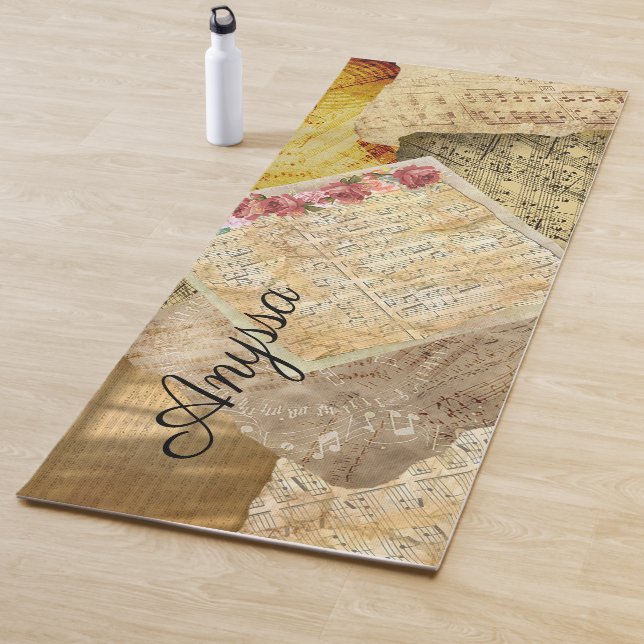 Notas musicales personalizadas Yoga Mat vintage (In situ)