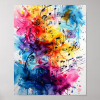 Notas musicales Pintura de acuarela Arte Desi gráf
