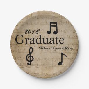Notas Musicales - Plato de Papel de Graduación