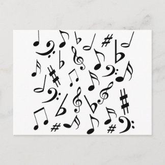 Notas musicales Postcard - Blanco y negro