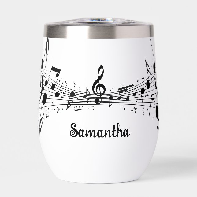 Notas Musicales Puntuación Diseño Tumbler de vino  (Frente)