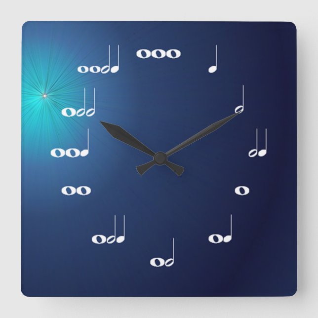 Notas musicales Reloj Medianoche Azul (Anverso)